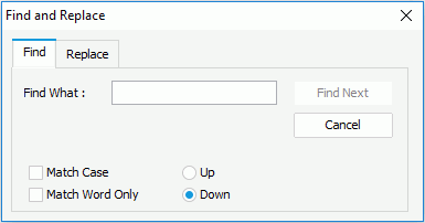 Find and Replace dialog - Find