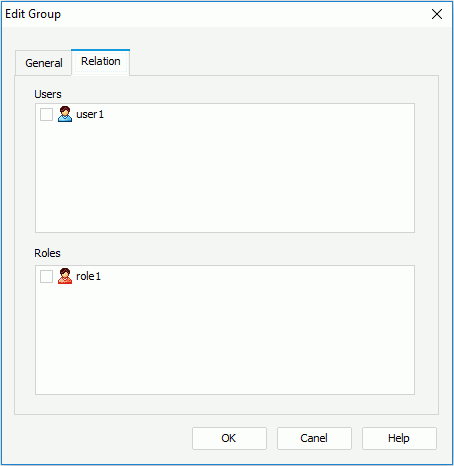 Edit Group dialog - Relation