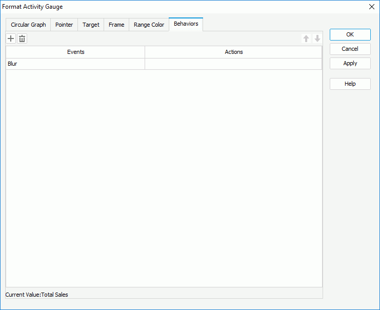 Format Activity Gauge dialog - Behaviors