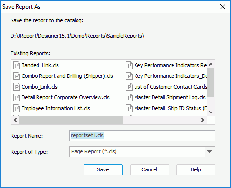 Save Report As dialog