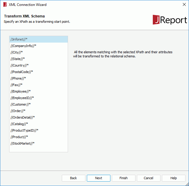 XML Connection Wizard - Transform XML Schema