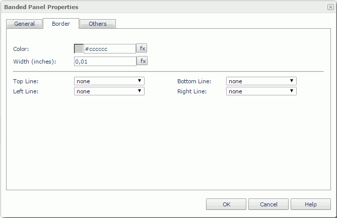 Banded Panel Properties dialog - Border tab