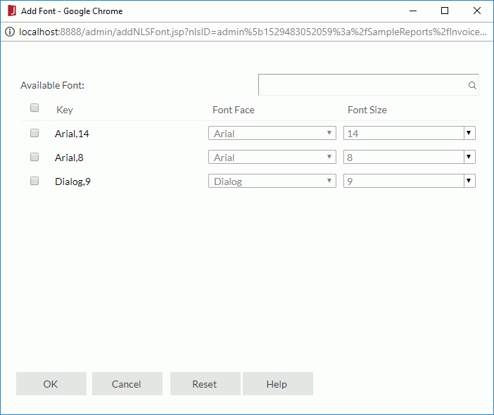 Add Font dialog