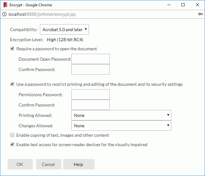 Encrypt dialog