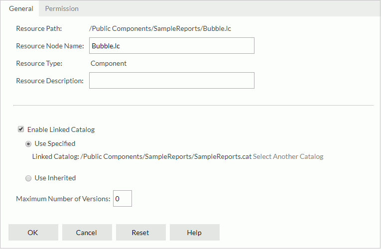 Library Component Properties dialog - General tab