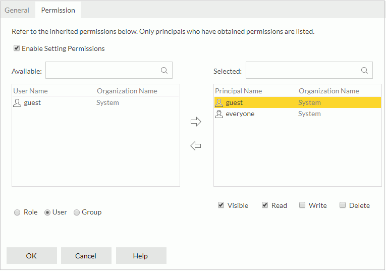 Library Component Properties dialog - Permission tab