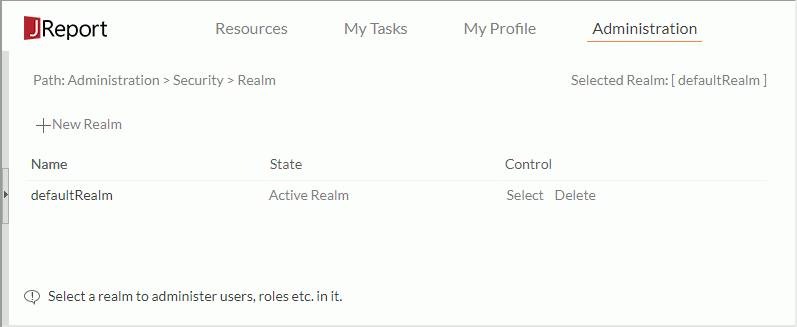 Security - Realm page